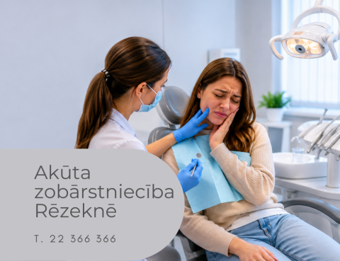 Paciente akūtā zobārstniecības vizītē Medicīnas centrā 36,6 Rēzeknē saņem zobārsta konsultāciju un palīdzību zobu sāpju gadījumā