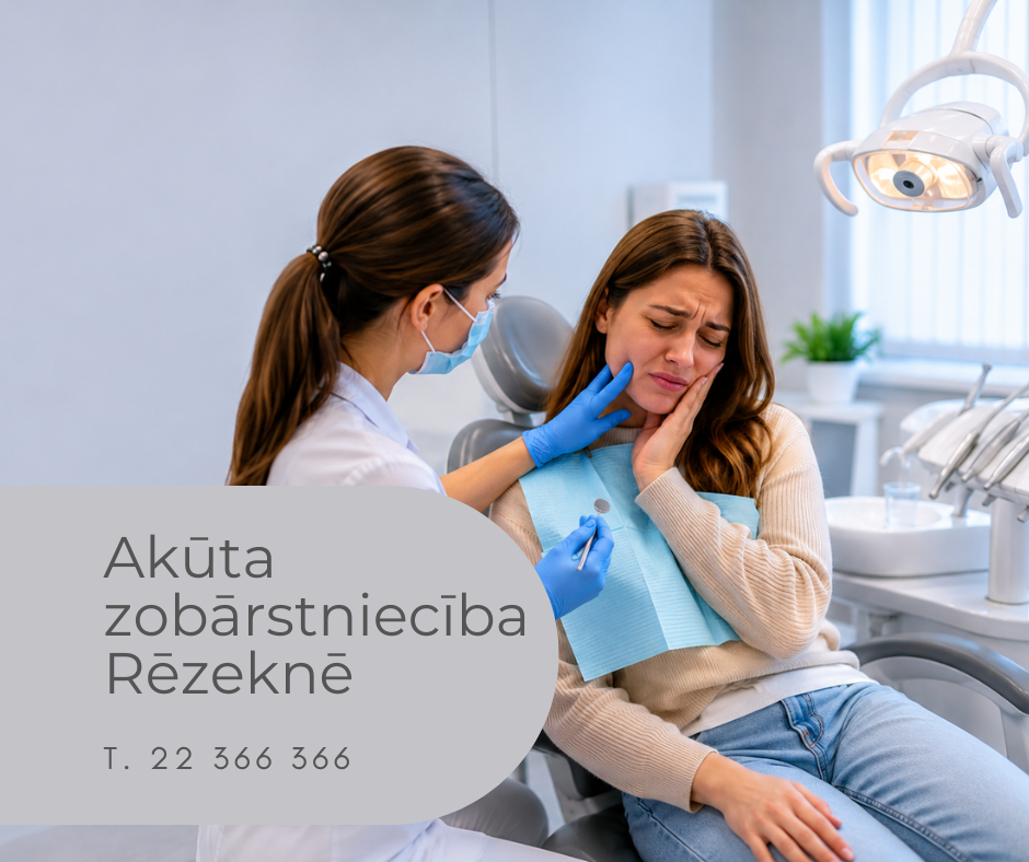 Paciente akūtā zobārstniecības vizītē Medicīnas centrā 36,6 Rēzeknē saņem zobārsta konsultāciju un palīdzību zobu sāpju gadījumā