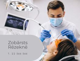Zobārsts ārstē pacientu zobārstniecības kabinetā Medicīnas centrā 36,6 Rēzeknē
