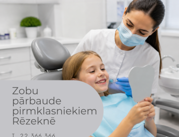 Bērna zobu pārbaude pie zobārsta Medicīnas centrā 36,6 Rēzeknē. Valsts apmaksāta zobārstniecība bērniem un zobu pārbaude pirmklasniekiem.