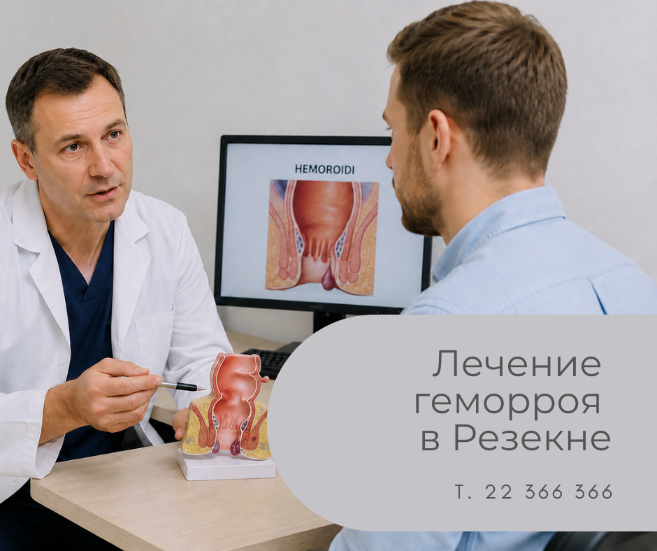 Лечение геморроя в Резекне – консультация пациента у хирурга-проктолога в Medicīnas centrs 36,6.